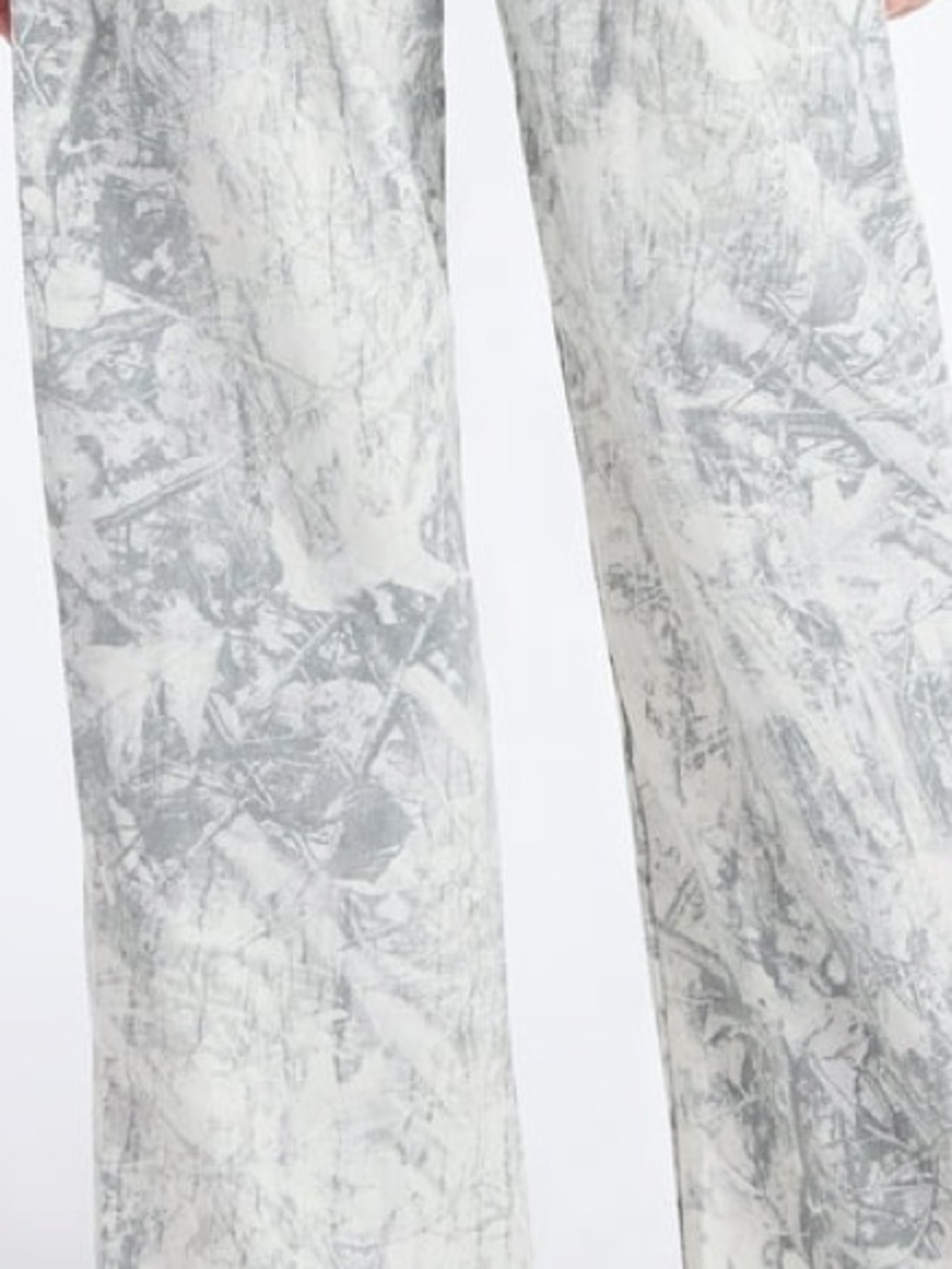 Camo-Print Wide Leg Pants in White and Gray